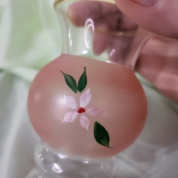 Vintage BARTLETT COLLINS 4" Vase Frosted Pink Gold Trim Handpainted Flower Vase - Picture 2 of 6